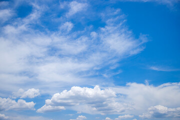 blue sky and beautiful fluffy white clouds