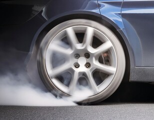 Rear Tires Spinning Fast Producing White Smoke – High-Speed Car Action