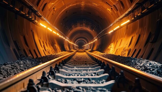 Railway Tunnel with Lights