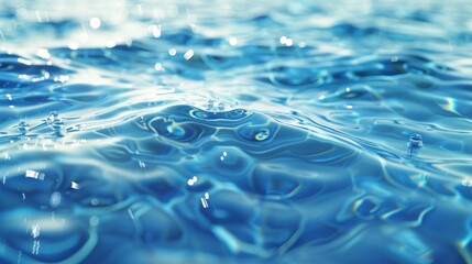 3d Blue water with ripples on the surface.