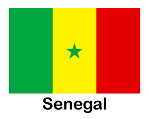Senegal national flag. Banner, state symbol, flagpole.