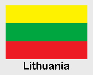 Lithuania national flag. Banner, state symbol, flagpole.