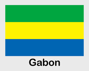 Gabon national flag. Banner, state symbol, flagpole.