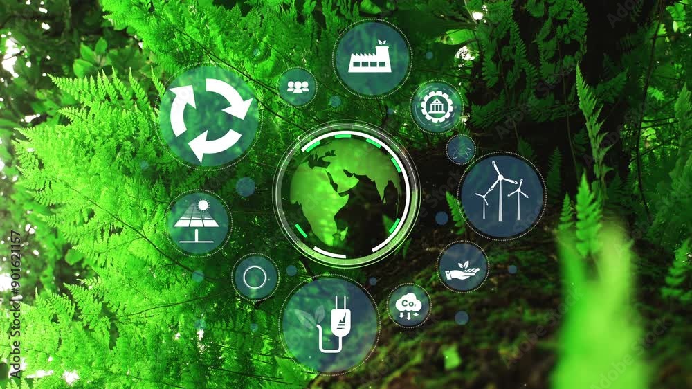 Wall mural environmental technology concept. sustainable esg modernization development by using technology of r