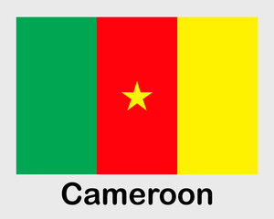 Cameroon national flag. Banner, state symbol, flagpole.