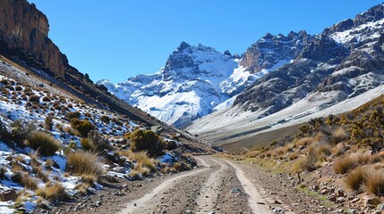 snow covered mountains in winter