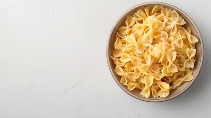 Close-up top view of Italian pasta with cheese, classic dish, isolated with background copy space