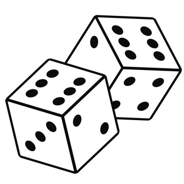 Pair of dice to gamble or gambling in craps line art vector icon for casino apps and websites