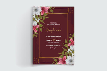 WEDDING INVITATION FRAME WITH FLOWER DECORATIONS WITH FRESH LEAVES