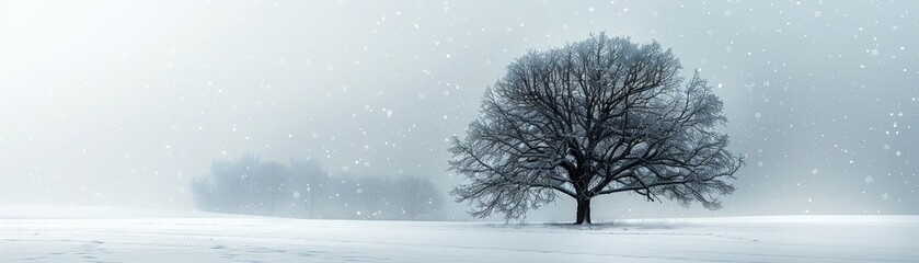 Fototapeta premium Tranquil Winter Serenity - Minimalistic Snowfall on White Background | Digital Art for Modern Design Concepts