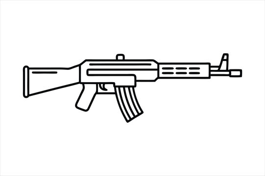 black and white ak-47 rifle outline clip art preview