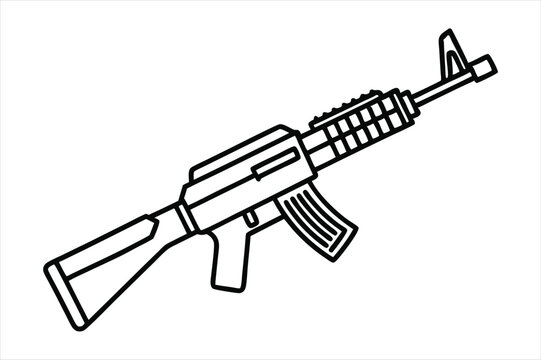 recommend clip art: Assault Rifle lineal color mode line art vector
