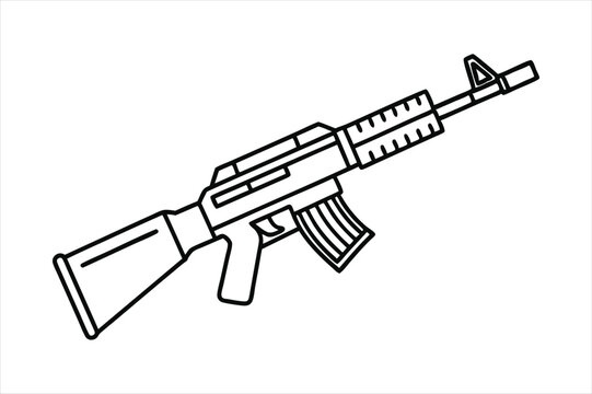 recommend clip art: Assault Rifle lineal color mode line art vector