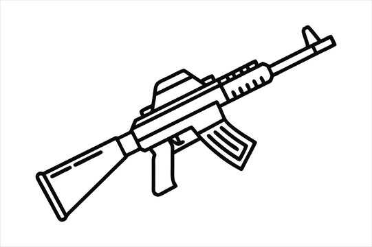 recommend clip art: Assault Rifle lineal color mode line art vector