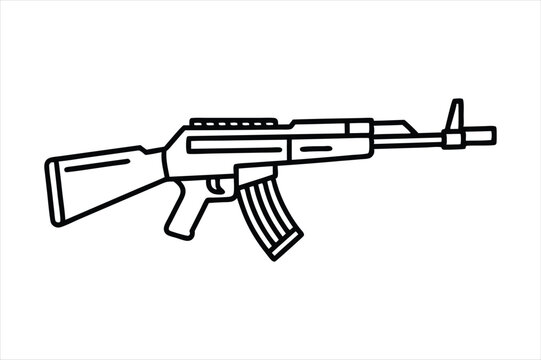 black outline ak-47 rifle clip art preview