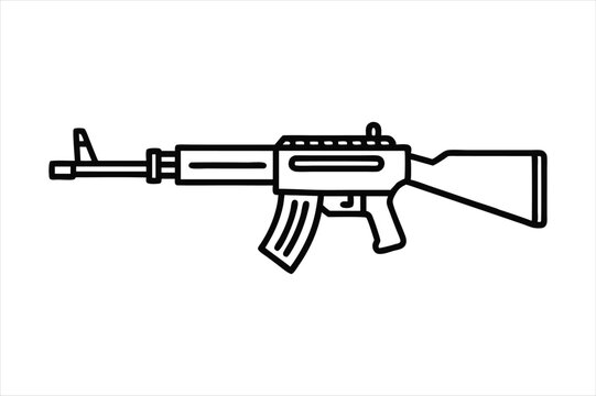 black outline ak-47 rifle clip art preview