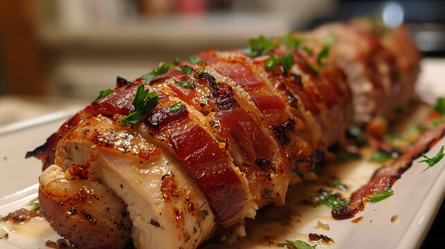 Chicken ballotine wrapped