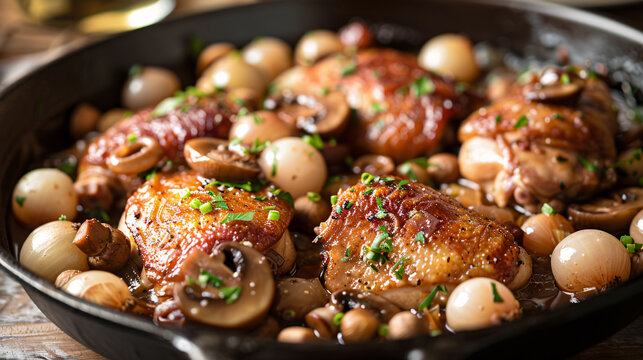 Homemade chicken coq au vin