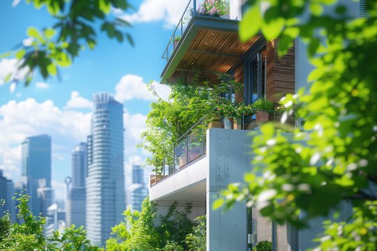 Modern Building Design with Tranquil Features A Serene Urban Oasis, Stylish, Peaceful Architecture Blending Nature and City Living