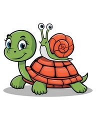 Fototapeta premium funny turtle and snail cartoon