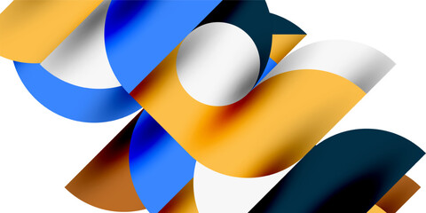 Tech minimal circular shapes geometric art. Vector modern circles