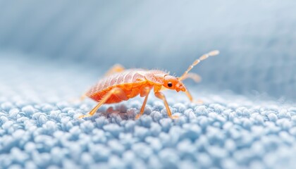 Obraz premium A Bedbug Infestation - Nocturnal Menace Crawling on Mattress Seam.