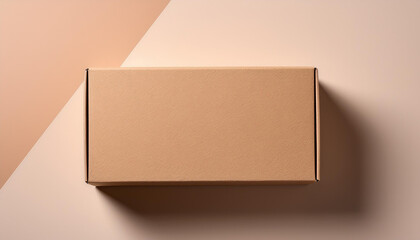 Craft box, textured cardboard, pastel backdrop. Mock-up. Close-up. For your business.