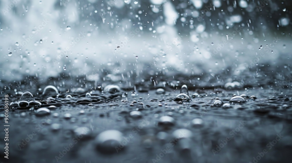 Poster raindrops falling on a wet surface