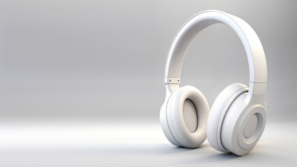 White headphones isolated on white background.