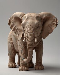 Fototapeta premium Elephant made of white clay on a light background