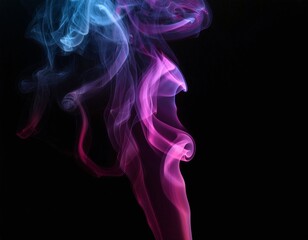 Obraz premium Colorful Smoke Plumes Against a Dark Background
