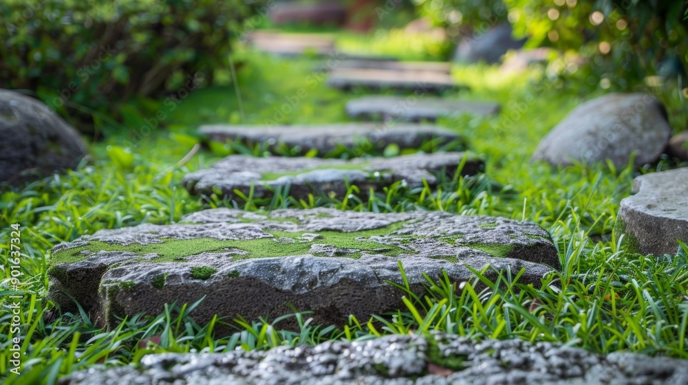 Poster A path made of stones and grass