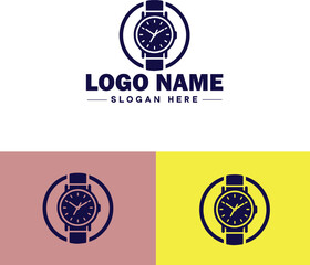 Wristwatch icon Timepiece Watch Chronometer flat logo sign symbol editable vector