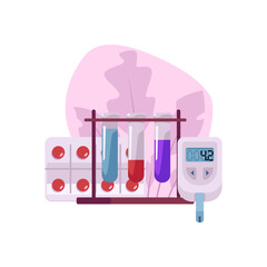 Diabetes monitoring tools vector illustration