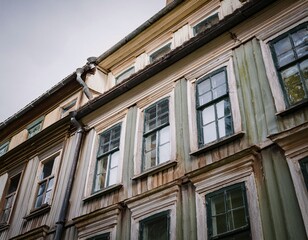 Close-Up View of Windows on an Ancient Building