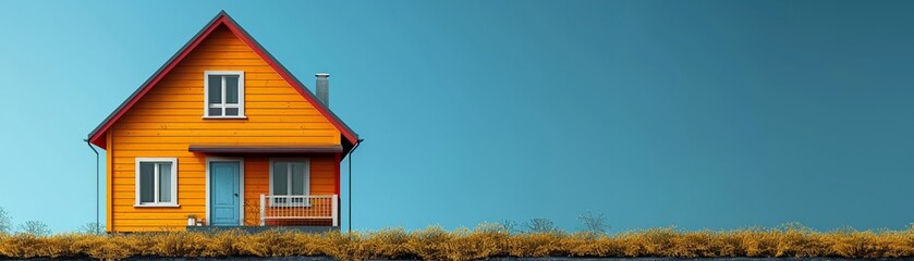 Simple house with ecofriendly icons minimal icon flat green background illustration space for text