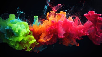 Fototapeta premium Fluorescent fluid splash in a dark space