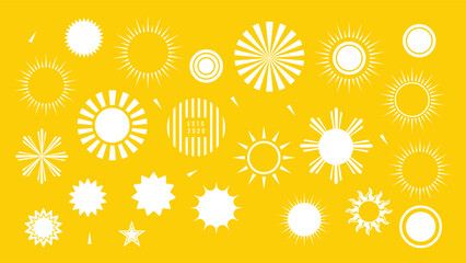 Sun icons vector symbol set