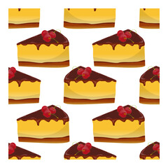Yummy birthday cake slices seamless vector pattern for backgrounds and decorations