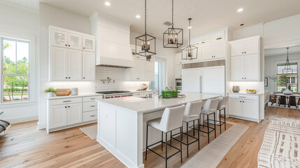 Modern White Kitchen in Estate Home