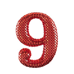 Red ribbed symbol. number 9