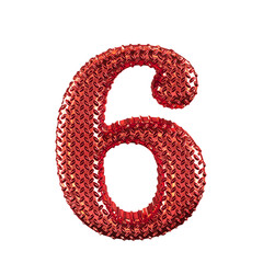 Red ribbed symbol. number 6