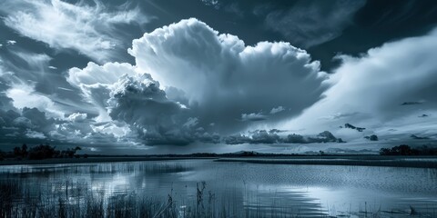 Dramatic Cloudscape Over a Tranquil Lake