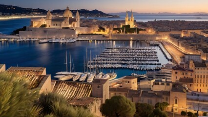 Obraz premium Marseille - Famous for its port, historic Old Port (Vieux-Port), and Notre-Dame de la Garde basilica