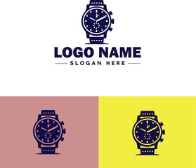 Fototapeta premium Wristwatch icon Timepiece Watch Chronometer flat logo sign symbol editable vector