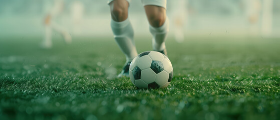 Soccer Player Runs to Kick the Ball