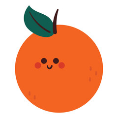 cute drawing cartoon orange fruit. cute fruit drawing character for sticker, icon. cute doodle