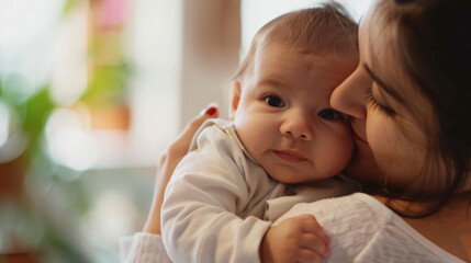 Skin to skin contact between mother and baby in a warm, intimate setting after birth