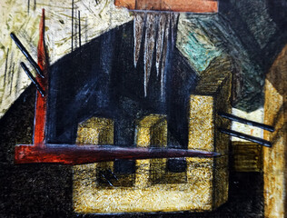 hand painted original impressionism oil painting geometric shape	