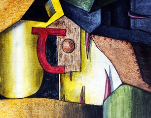 original oil painting geometric shape	